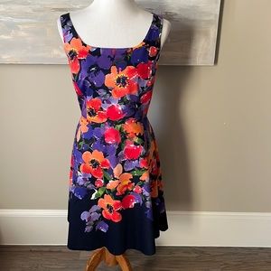 Adorne navy floral dress with full skirt